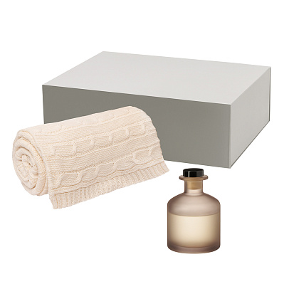 Подарочный набор Mizu, Fado, бежевый (диффузор, плед) (Бежевый, серый)