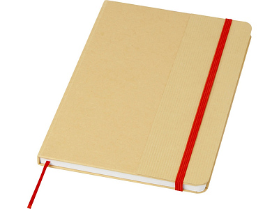 Блокнот A5 Nelida в твердой обложке из переработанного картона (Натуральный/красный)