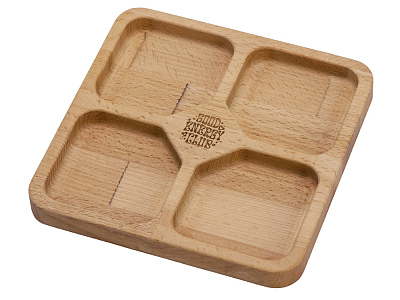 Менажница квадратная Snacks с гравировкой (Коричневый)