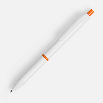 Ручка шариковая Bright Pop, белая с оранжевым (Оранжевый)