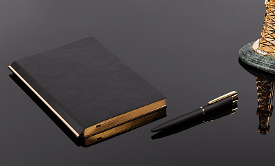 Ежедневник недатированный "Аскона", А5, черный с золотом