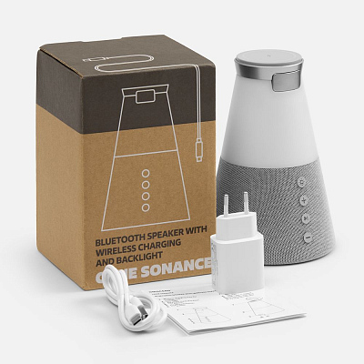 Bluetooth-колонка с беспроводной зарядкой и подсветкой Cone Sonance, серая
