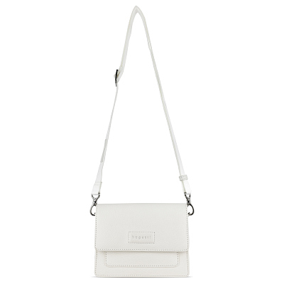 Сумка через плечо женская BUGATTI Elsa, белая, воловья кожа/полиэстер, 18,5х8,5х14,5 см