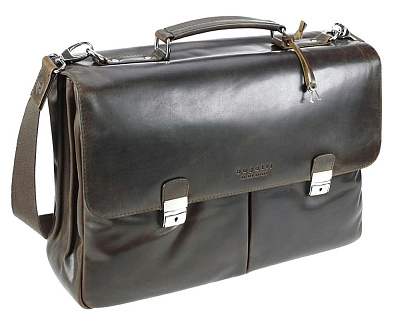 Портфель BUGATTI Romano 15'' , натуральная воловья кожа, 43х13х32 см (Коричневый)