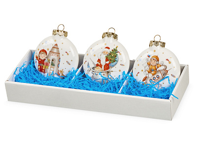 Набор новогодних игрушек, 3 шт (Белый, разноцветный)