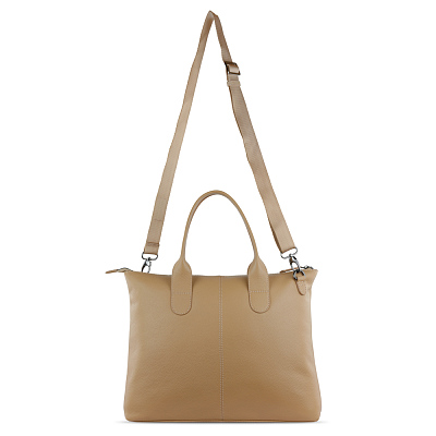 Сумка-шоппер BUGATTI Elsa, песочного цвета, воловья кожа/полиэстер, 46х11х31,5 см