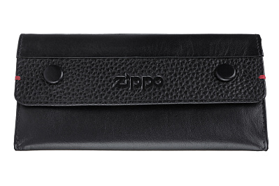 Кисет для табака ZIPPO, чёрный, натуральная кожа, 15x2,5x8 см (Черный)