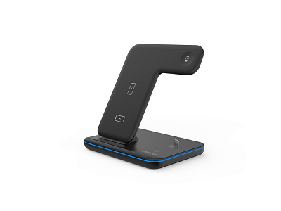 Беспроводное зарядное устройство для гаджетов 3-в-1 с технологией QI WS-302 (Чёрный)