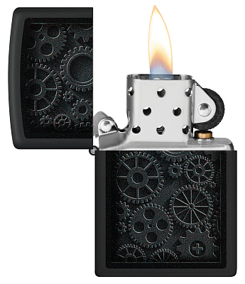 Зажигалка ZIPPO Steampunk с покрытием Black Matte, латунь/сталь, черная, матовая, 38x13x57 мм