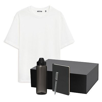Набор с одеждой RUST NEO (футболка, бутылка, ежедневник, ручка), белый/черный, 3XL/4XL (Черный, белый)