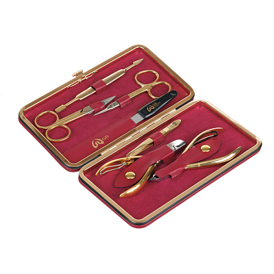 Маникюрный набор GD, 7 пр. Футляр: искусcтвенная кожа, цвет Viva Magenta (Бордовый)