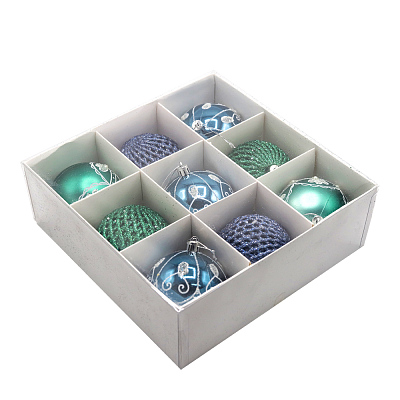 Набор новогодних пластиковых шаров №4 (9 шт.) (Мультиколор)