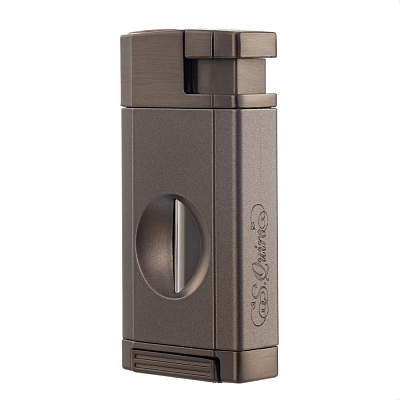 Зажигалка S.Quire газовая, турбо, с гильотиной для сигар, двойное пламя, графит (Черный)