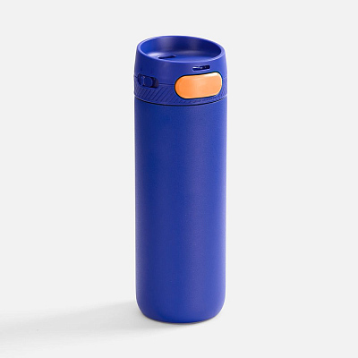 Термостакан X1 с цветной кнопкой  с оранжевым (Синий)