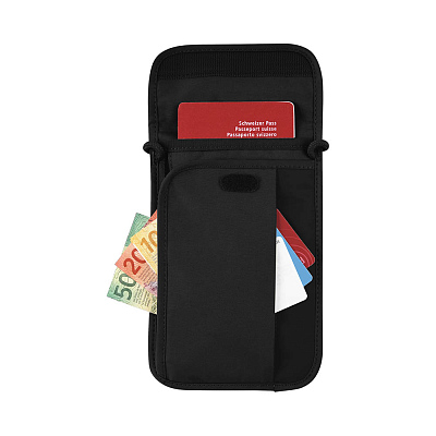 Кошелёк на шею VICTORINOX Travel Essentials Security Neck Pouch, черный, полиэстер, 14х1х22 см