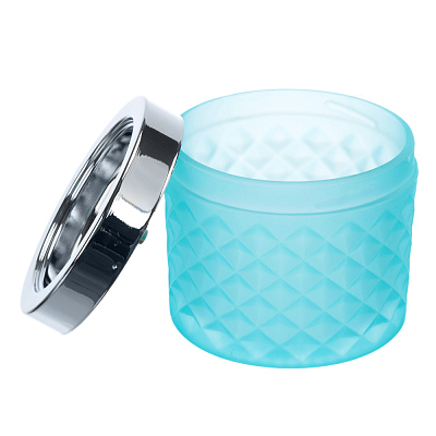Пепельница S.Quire круглая, сталь, покрытие хром, стекло, бирюзовая, 90 мм