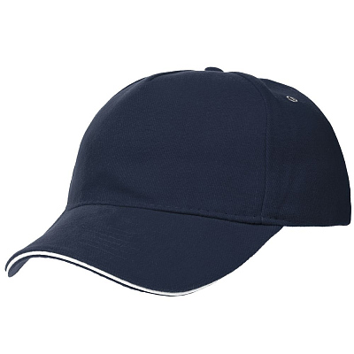 Бейсболка Classic, темно-синяя с белым кантом (Тёмно-синий)
