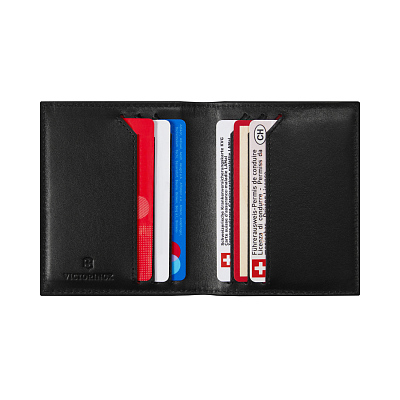 Визитница VICTORINOX Altius Alox с защитой от сканирования RFID, чёрная, натуральная кожа, 9x1x10 см