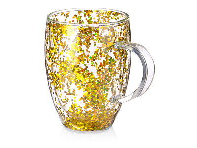 Кружка с двойными стенками с блестками Festival (Прозрачный/золотистый)