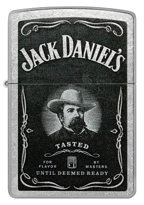 Зажигалка ZIPPO Jack Daniels® с покрытием Street Chrome, латунь/сталь, серебристая, 38x13x57 мм