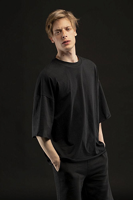 Футболка унисекс оверсайз T1, серая (Чёрный)