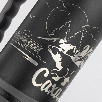 Термос "Сахалин" 1200 мл, покрытие пудра, черный