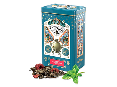 Зеленый чай с мятой и малиной в подарочной упаковке Зеленый чай с мятой и малиной в подарочной упаковке