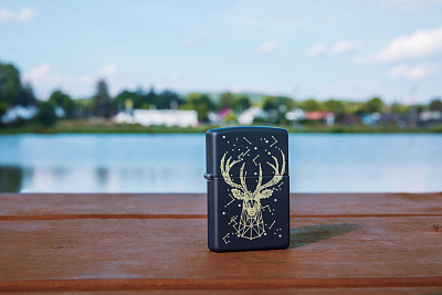 Зажигалка ZIPPO Deer с покрытием Black Matte, латунь/сталь, черная, матовая, 38x13x57 мм