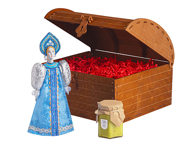 Подарочный набор: кукла фарфоровая, крем-мёд с лаймом и имбирем (Голубой) Подарочный набор: кукла фарфоровая, крем-мёд с лаймом и имбирем (Голубой)