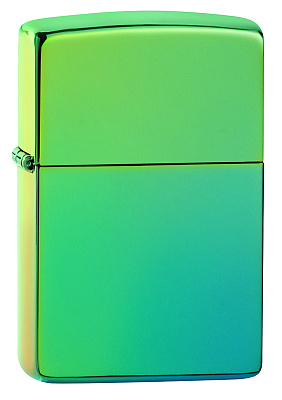 Зажигалка ZIPPO Classic с покрытием High Polish Teal, латунь/сталь, зелёная, глянцевая, 38x13x57 мм (Зеленый)