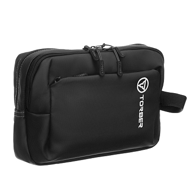 Несессер TORBER Mobi, черный, полиэстер 900D с PU покрытием, 27 х 18 х 6 см