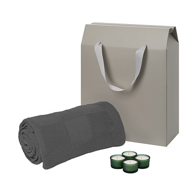 Подарочный набор Sento, Cella, зеленый (свечи, плед) (Зеленый, серый)