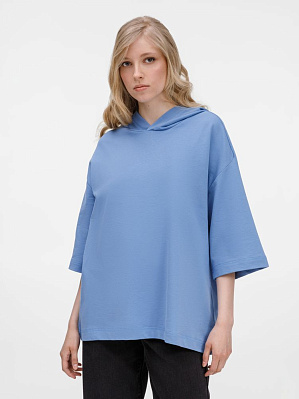 Футболка оверсайз унисекс с капюшоном Neofit, темно-синяя (Синий)