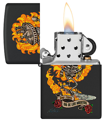 Зажигалка ZIPPO Rick Rietveld с покрытием Black Matte, латунь/сталь, черная, матовая, 38x13x57 мм