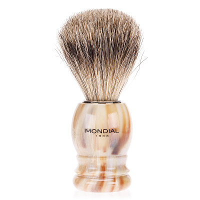 Помазок для бритья Mondial, пластик, ворс барсука, рукоять - цвет слоновой кости (Коричневый)