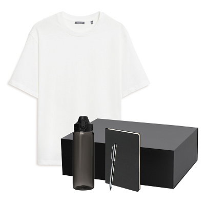 Набор с одеждой RUST NEO (футболка, бутылка, ежедневник, ручка), белый/черный, 3XL/4XL (Черный, белый)