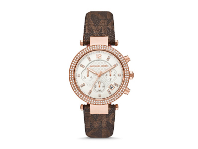 Часы наручные, женские (Корпус - розовое золото, браслет - коричневый, циферблат - белый)