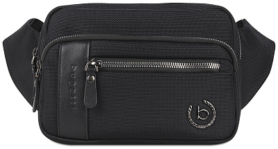 Сумка на пояс BUGATTI Nero, чёрная, нейлон 1680D/кожа, 20,5х6х15 см