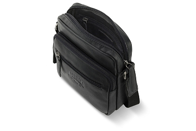 Сумка через плечо KLONDIKE GOLD «Lara», натуральная кожа в черном цвете, 19 х 20,5 х 6,5 см