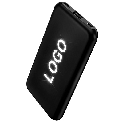 Внешний аккумулятор Kugo, 10000 mAh с подсветкой гравировки, черный (Чёрный)