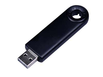 USB 2.0- флешка промо на 4 Гб прямоугольной формы, выдвижной механизм (Чёрный)