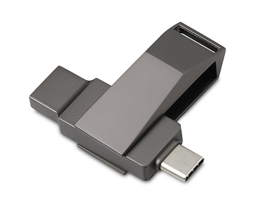 Флешка 64 ГБ USB Type-C и USB 3.0 Тесла (Тёмно-серый)