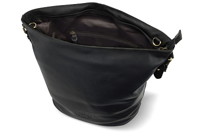 Сумка через плечо KLONDIKE RUSH «Samantha», натуральная кожа в черном цвете, 40 х 32,5 х 15,5 см