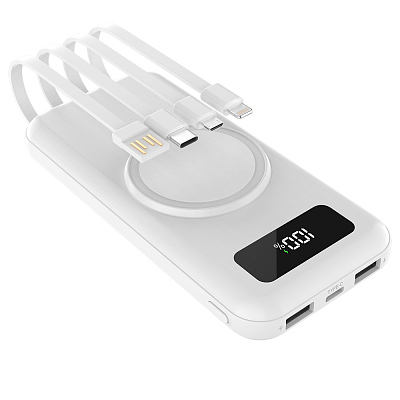 Внешний аккумулятор Authority с беспроводной зарядкой (5W), 10000 mAh, белый