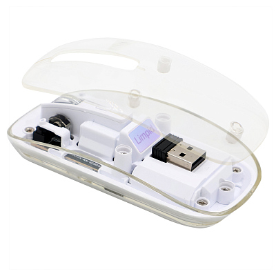 Мышь компьютерная беспроводная прозрачная Limpid  (Белый)