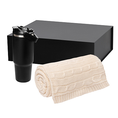 Подарочный набор Montana, черный (плед, термокружка) (Чёрный)