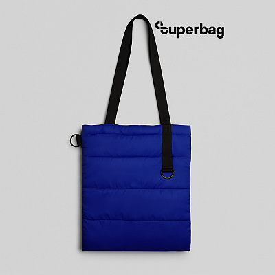 Шоппер Superbag Bubble New, стёганый, со скрытой магнитной кнопкой (синий с чёрным) (Синий с черным)