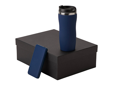 Подарочный набор COLOR IT c термокружкой и повербанком (Тёмно-синий)