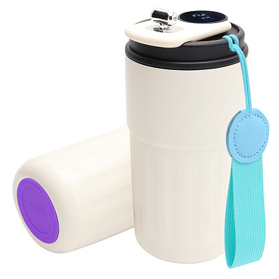 Термокружка Ashly To Go, белая/бирюзовая/фиолетовая (Белый/бирюзовый/фиолетовый)