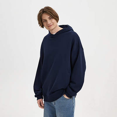 Худи оверсайз унисекс FUSION, темно-синий, размер XS/S (Синий)